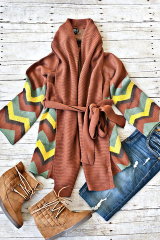 Mountain Getaway Cardigan-Rust