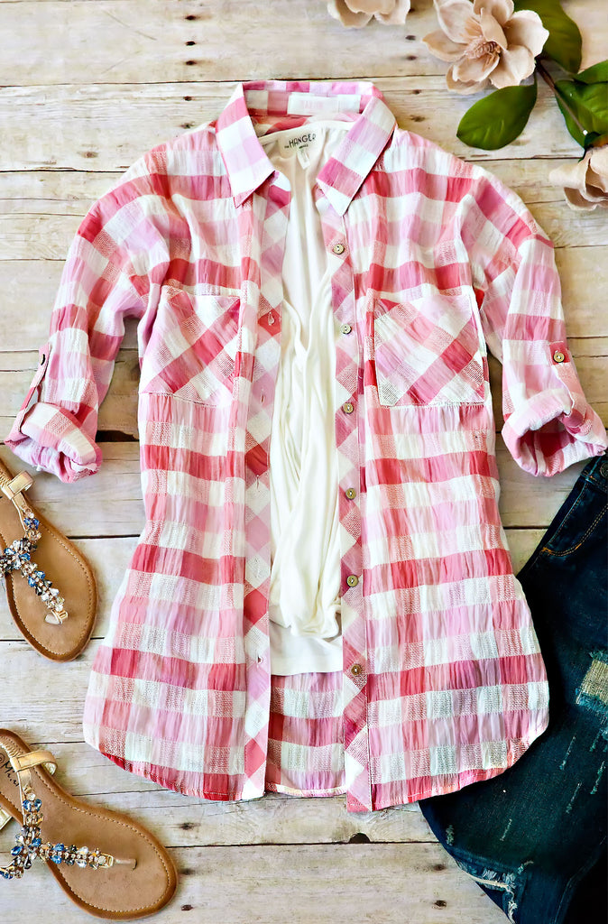 Much To Do Plaid Top