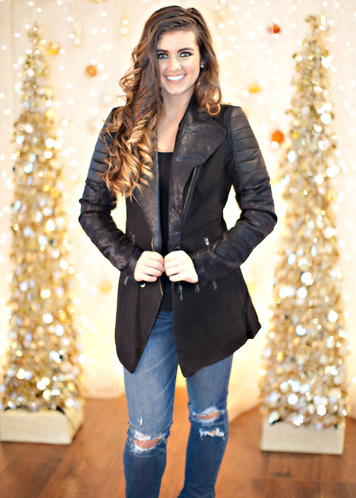 Myra Coat With Leather Sleeves