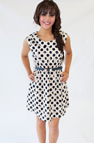 My Navy Dots Belted Dress