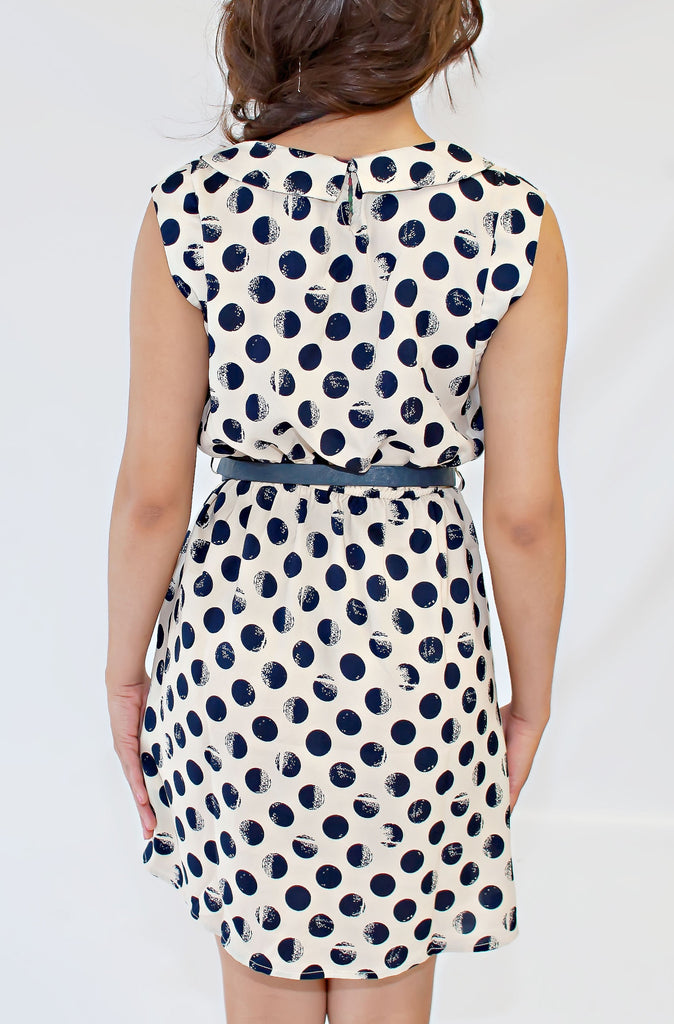 My Navy Dots Belted Dress