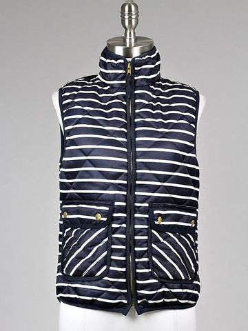Navy Striped Puffer Vest