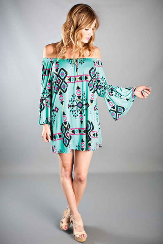 Newport Off The Shoulder Dress-Mint