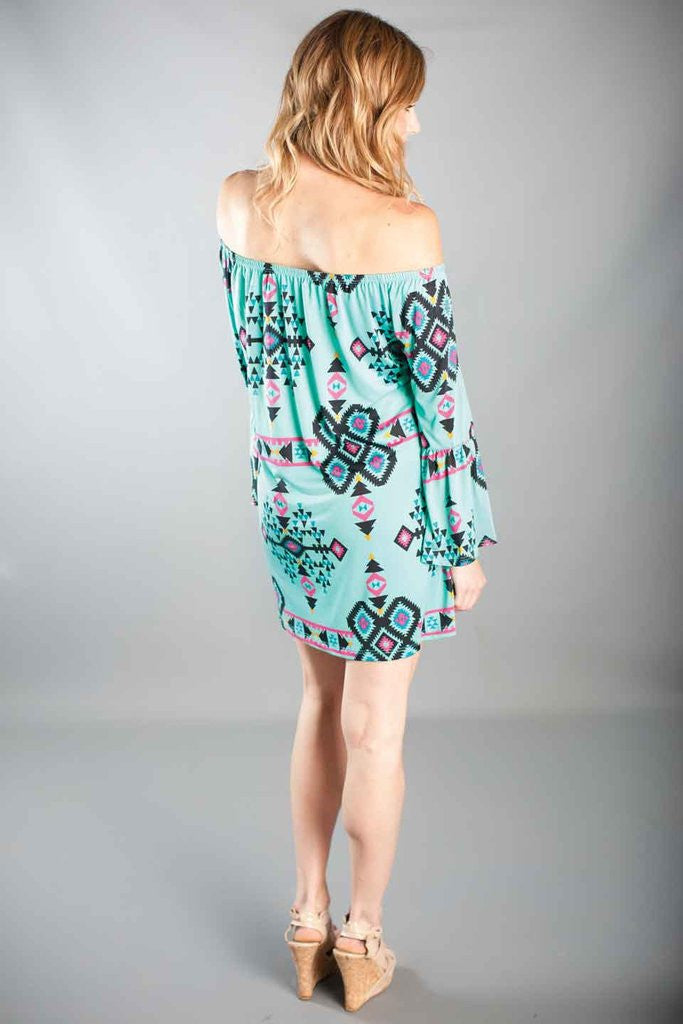 Newport Off The Shoulder Dress-Mint