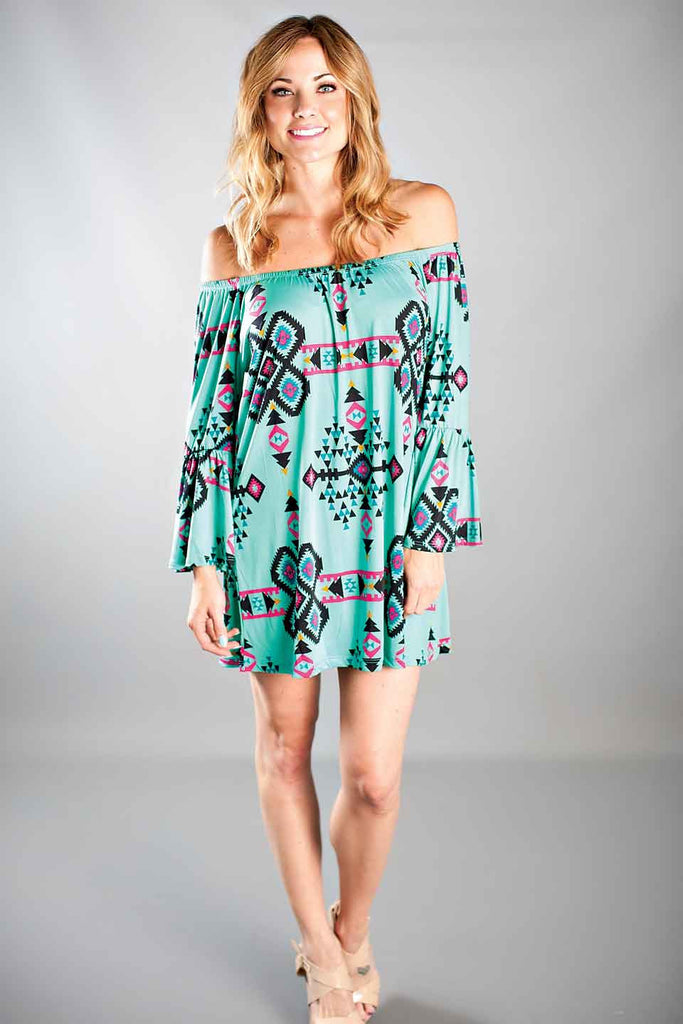 Newport Off The Shoulder Dress-Mint