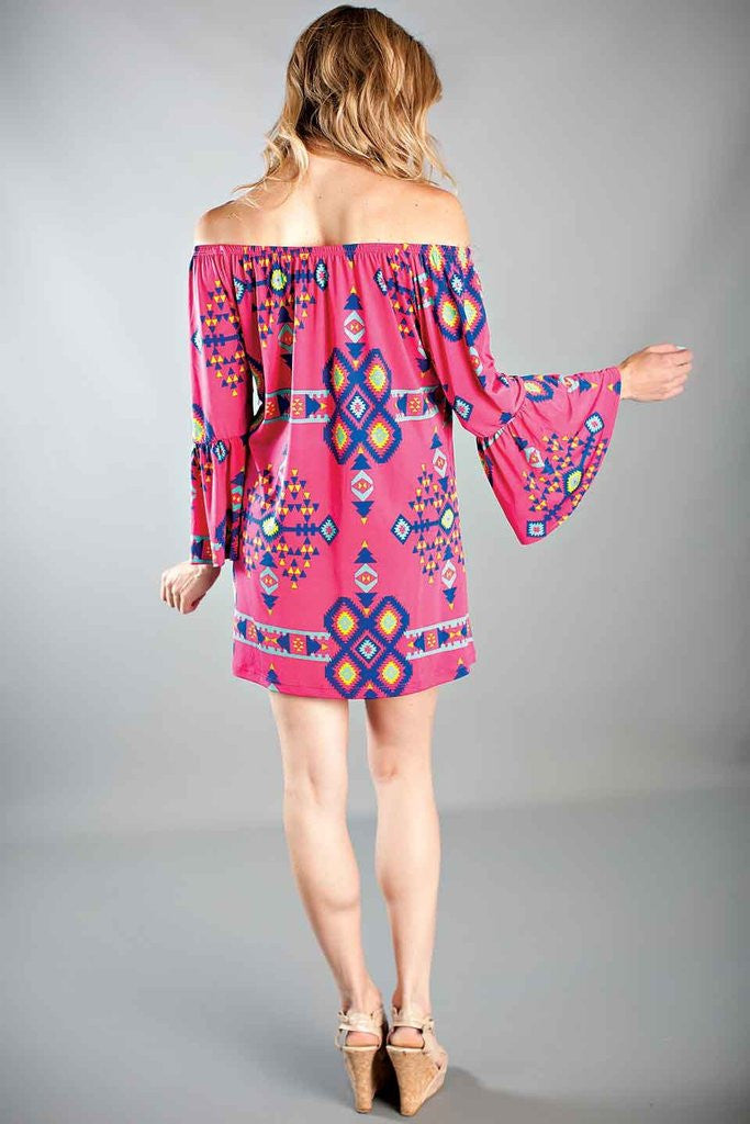 Newport Off The Shoulder Dress-Hot Pink