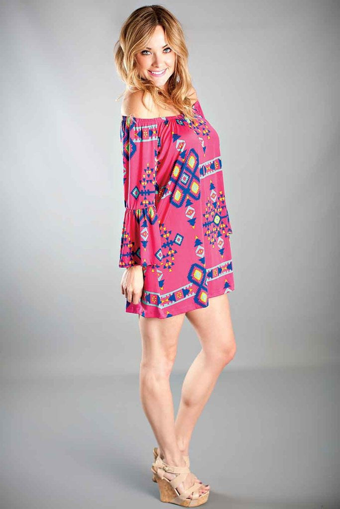 Newport Off The Shoulder Dress-Hot Pink