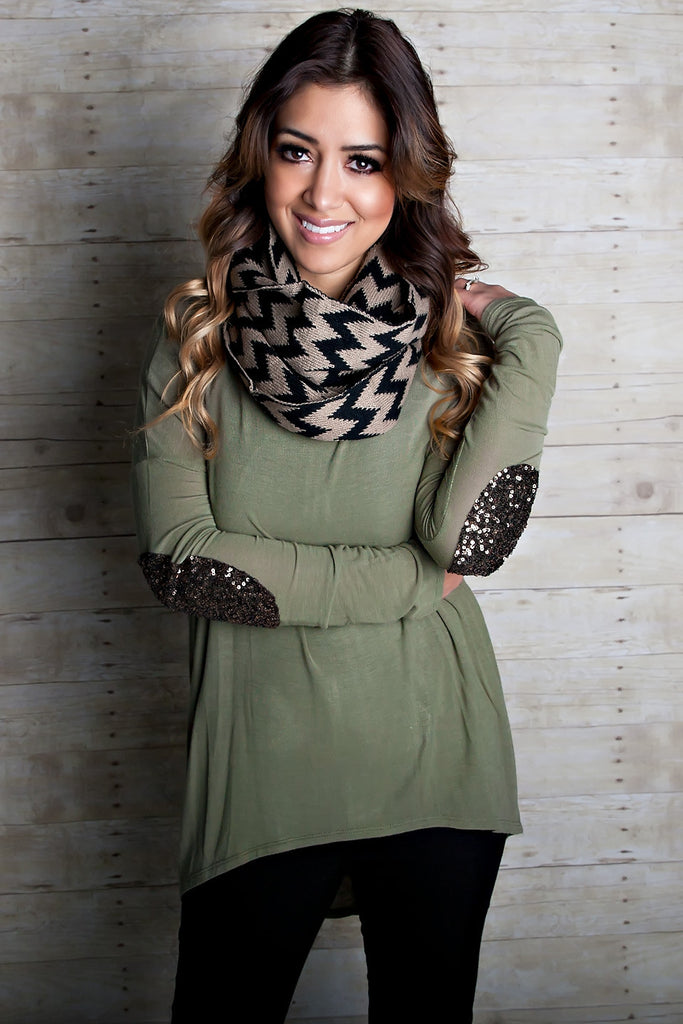 With A Little Glam Top-Olive