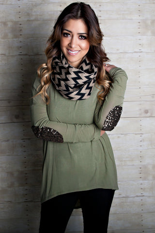 With A Little Glam Top-Olive