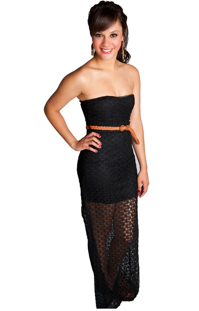 On Cloud Nine Belted Maxi Dress-Black