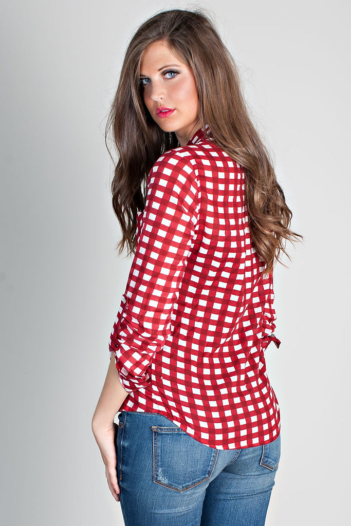 Open Range Plaid Top-Red
