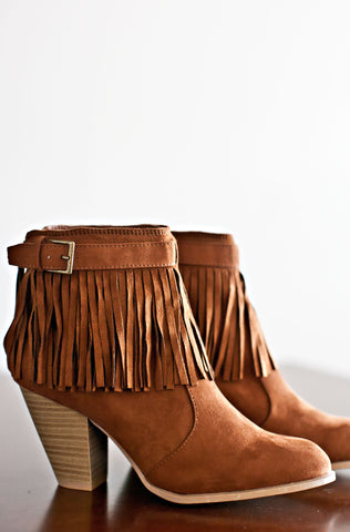 Parker Fringe Booties-Dark Rust
