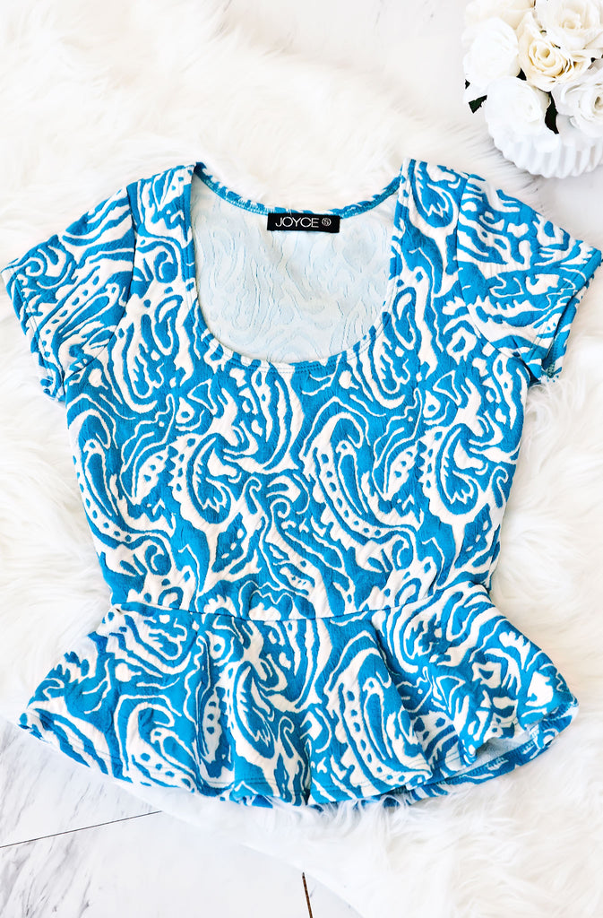 Peplum Top-Blue