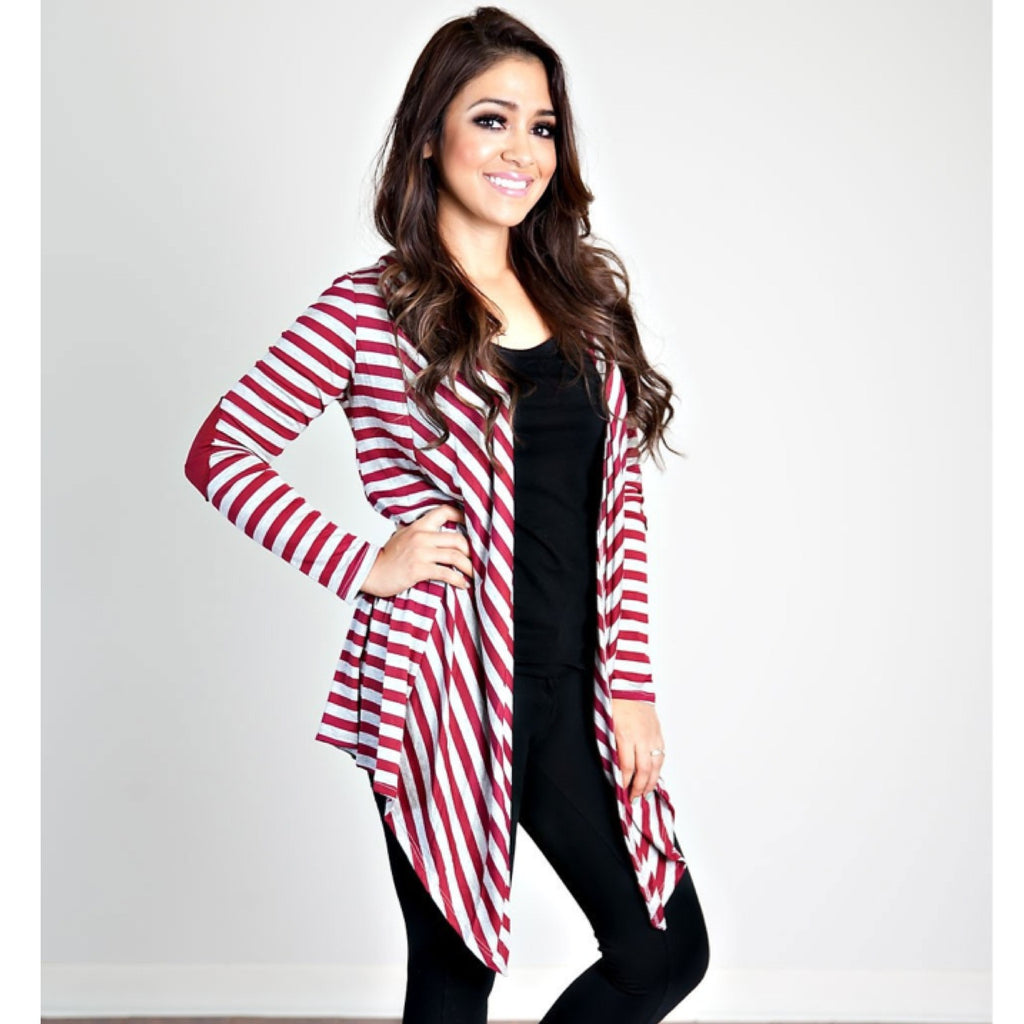 The Grab And Go Cardigan-Heather Grey/Burgundy