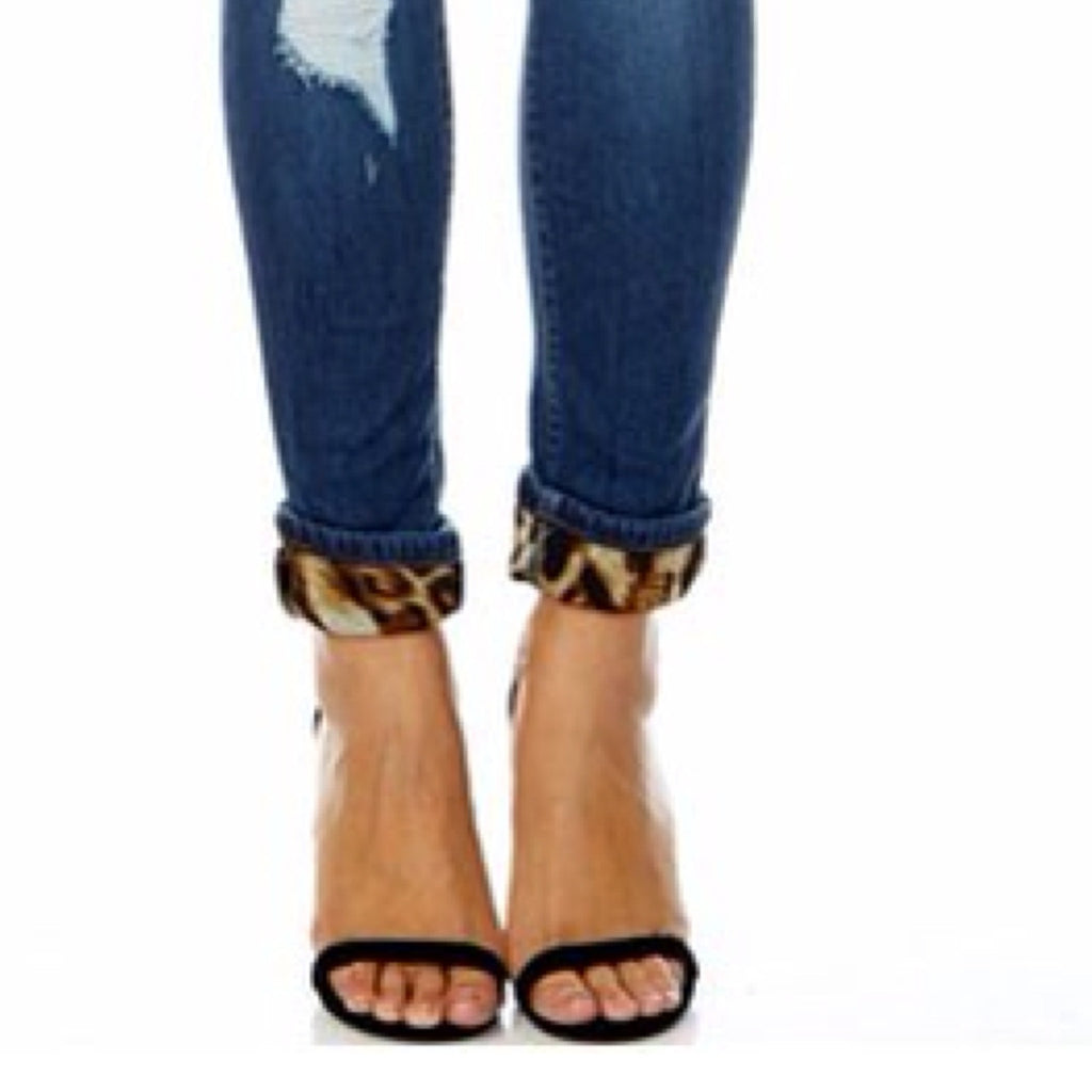 Leopard Print Destroyed Jeans
