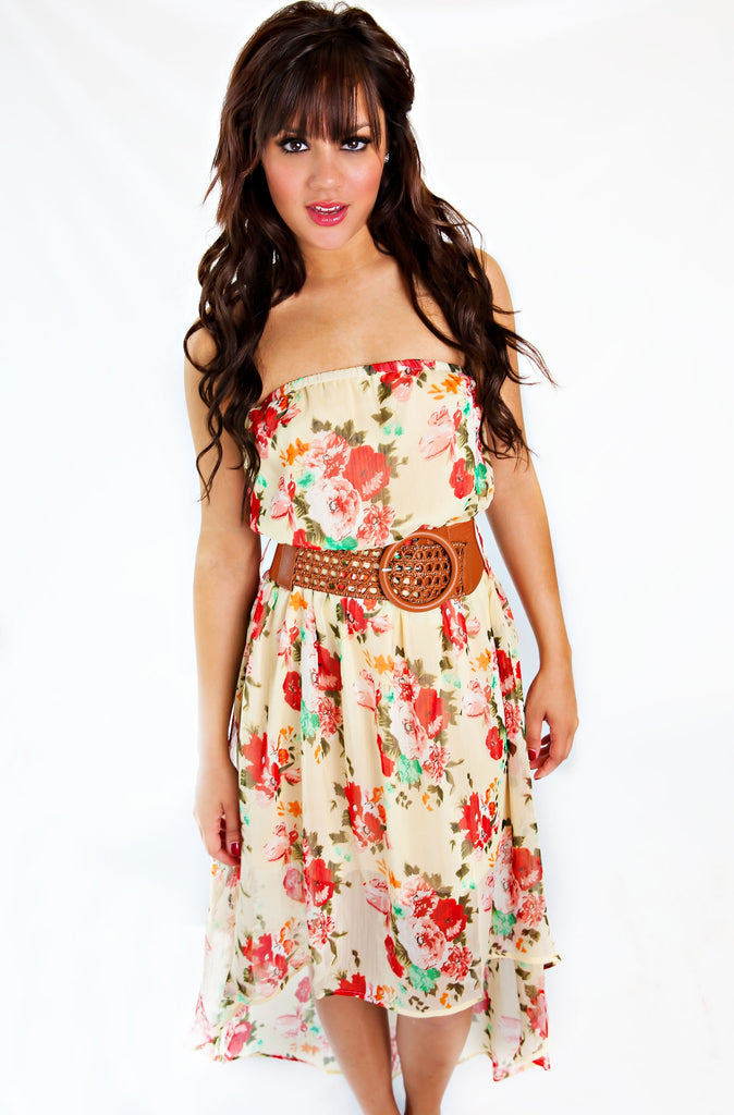 Picking Wildflowers Printed Dress In Ivory/Red