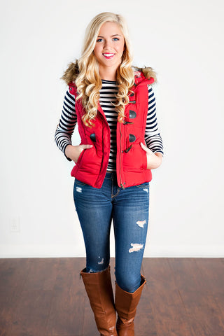 Patching Things Up Striped Top-Navy