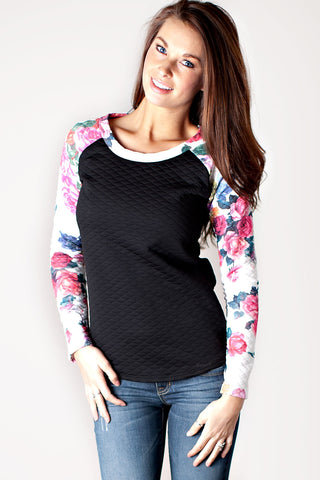 Quilted Floral Sweater Top