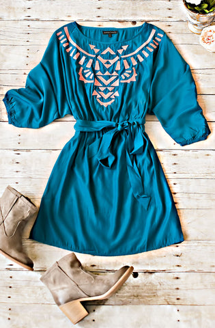 Raven Dress-Teal