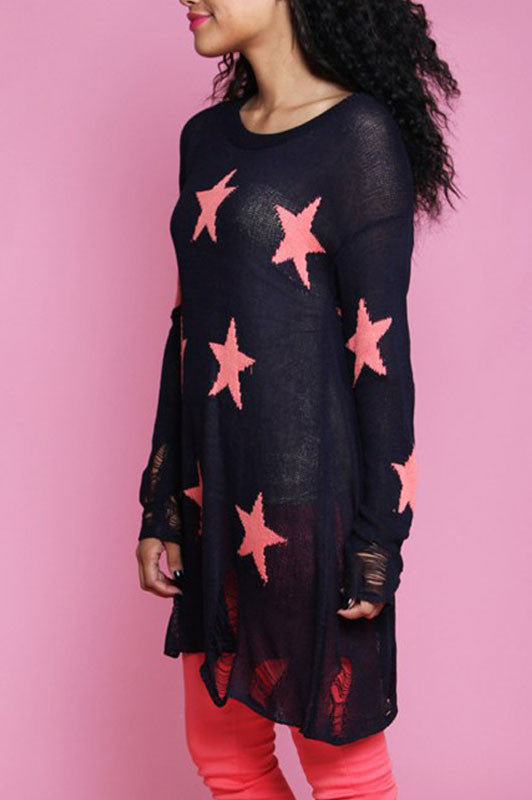 Reach For The Stars Sweater-Navy