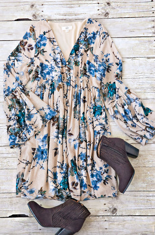 Really Lovely Floral Dress-Blue