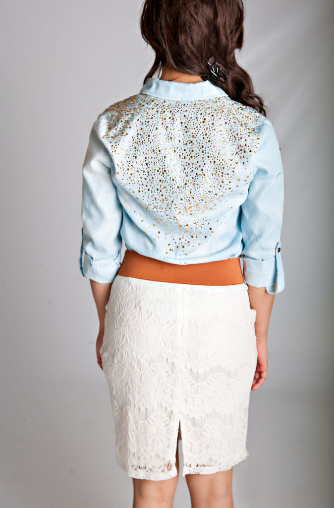 Rhinestone Denim Top