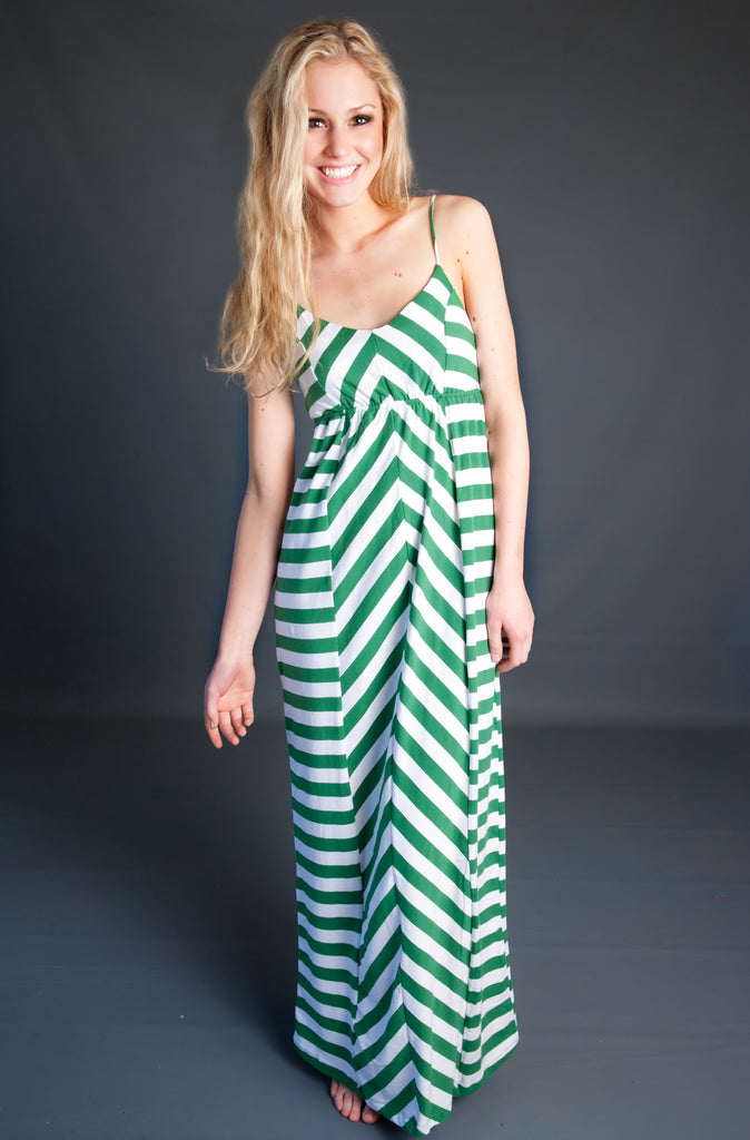 Riley Striped Maxi Dress-Green