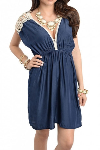 Embrace Lace Details Dress-Navy