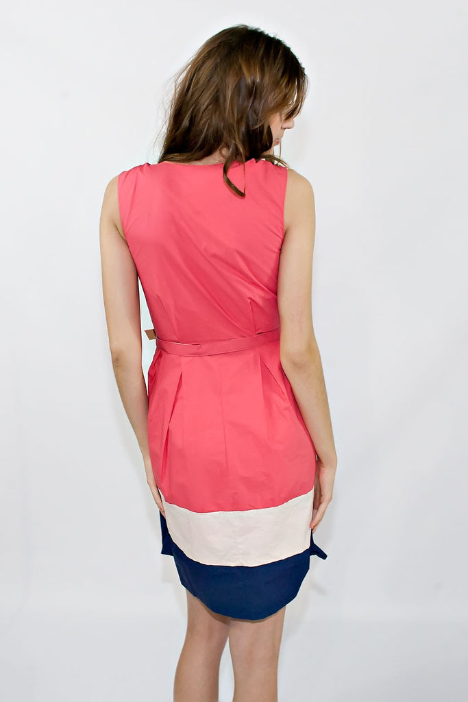 Collared Colorblock Cutie Belted Dress