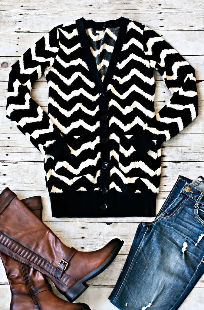 Salina Cardigan-Black/Ivory