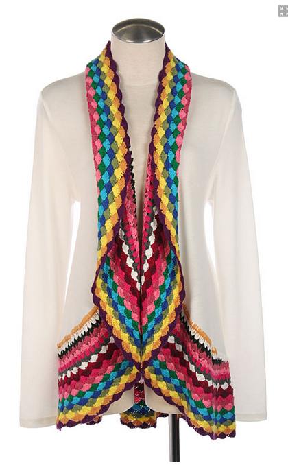 MULTI COLOR CROCHET SWEATER-SHADES OF PINK