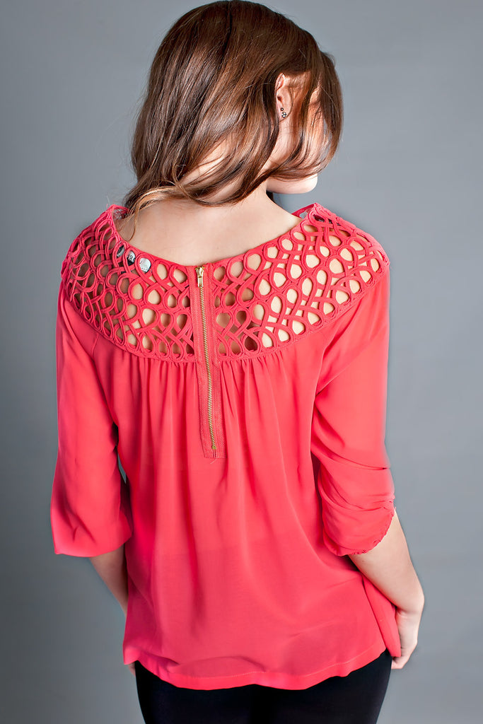 SHEER BLISS TOP-CORAL