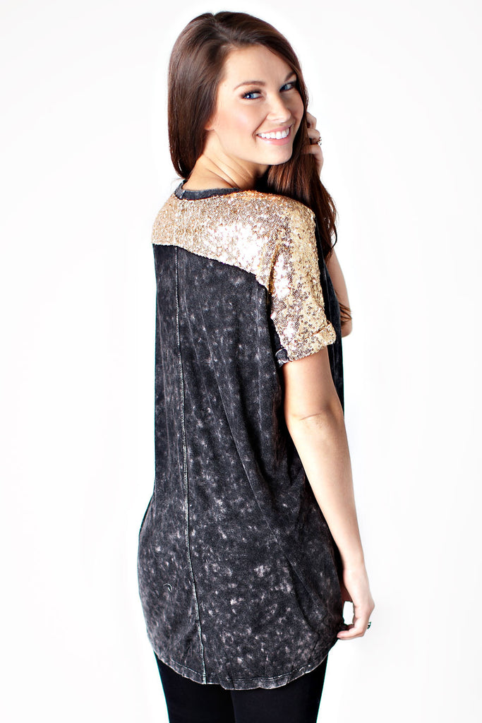 Shine On Sequin Top-Black
