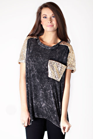 Shine On Sequin Top-Black
