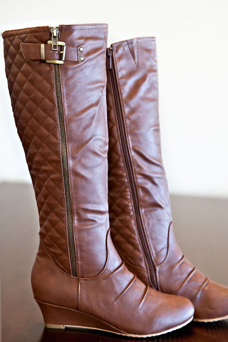 Show Your Style Quilted Boots-Tan