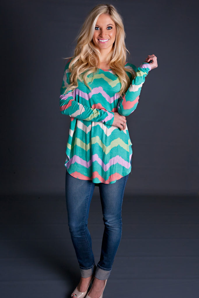 Simply Joyful Zigzag Top-Mint-Ivory