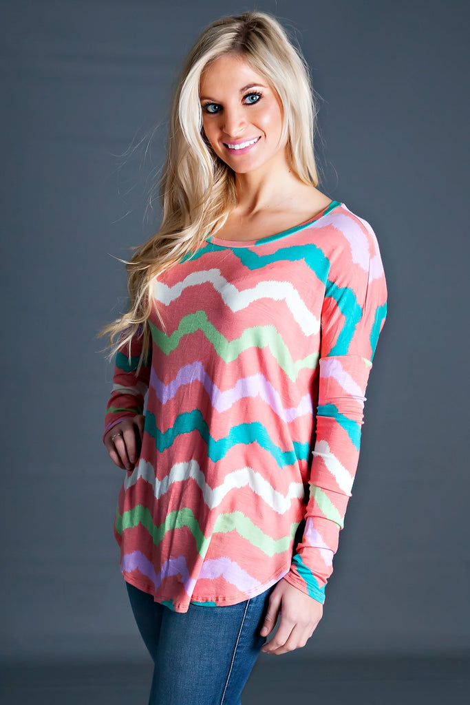 Simply Joyful Zigzag Top-Coral