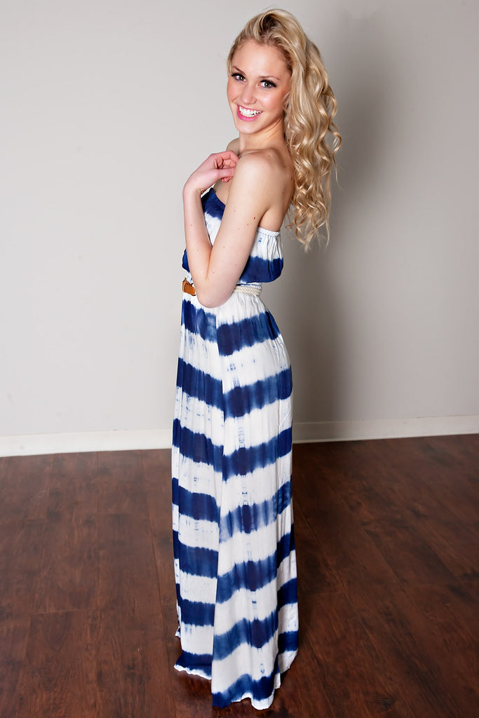 Spring Breeze Striped Belted Dress