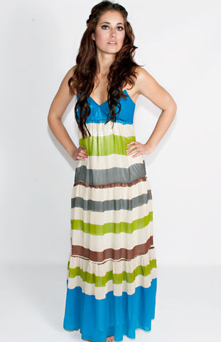 A Beautiful Color Palette Striped Maxi Dress