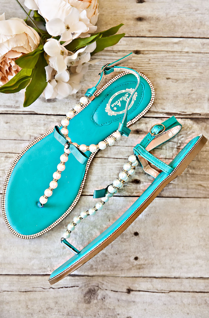 Style Me Pretty Pearl Sandals-Mint