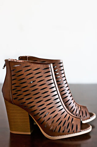 Take A Chance Booties-Cognac