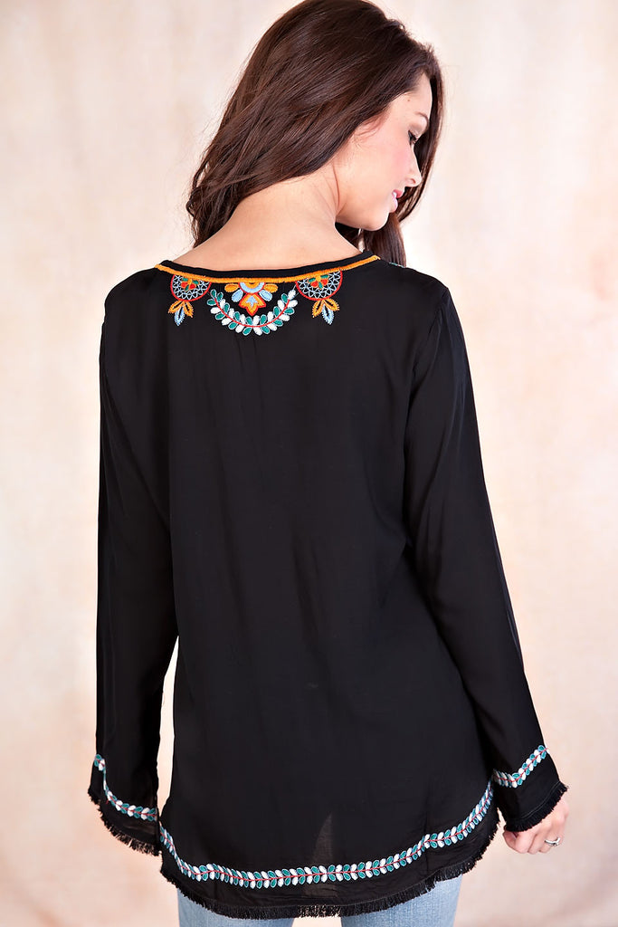 Sydney Embroidered Top-Black