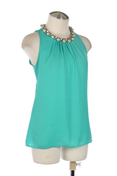Be Jeweled Top-Lime