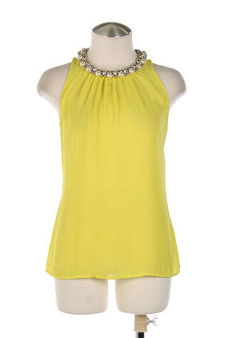 Be Jeweled Top-Lime