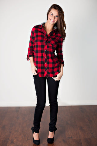 Tahoe Plaid Hooded Top