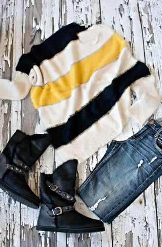 Take A "Me" Day Sweater-Black-Yellow
