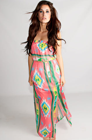 The Sahara Maxi Print Dress In Pink CLEARANCE FINAL SALE