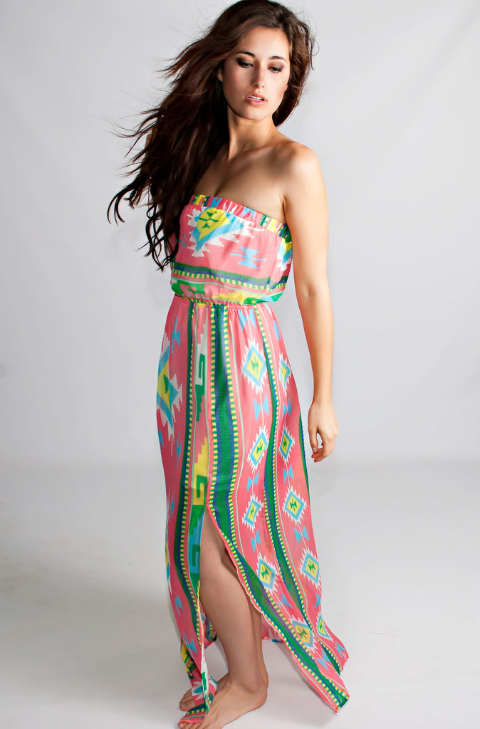 The Sahara Maxi Print Dress In Pink CLEARANCE FINAL SALE
