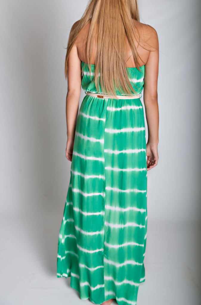 The Day Off Belted Maxi Dress In Green