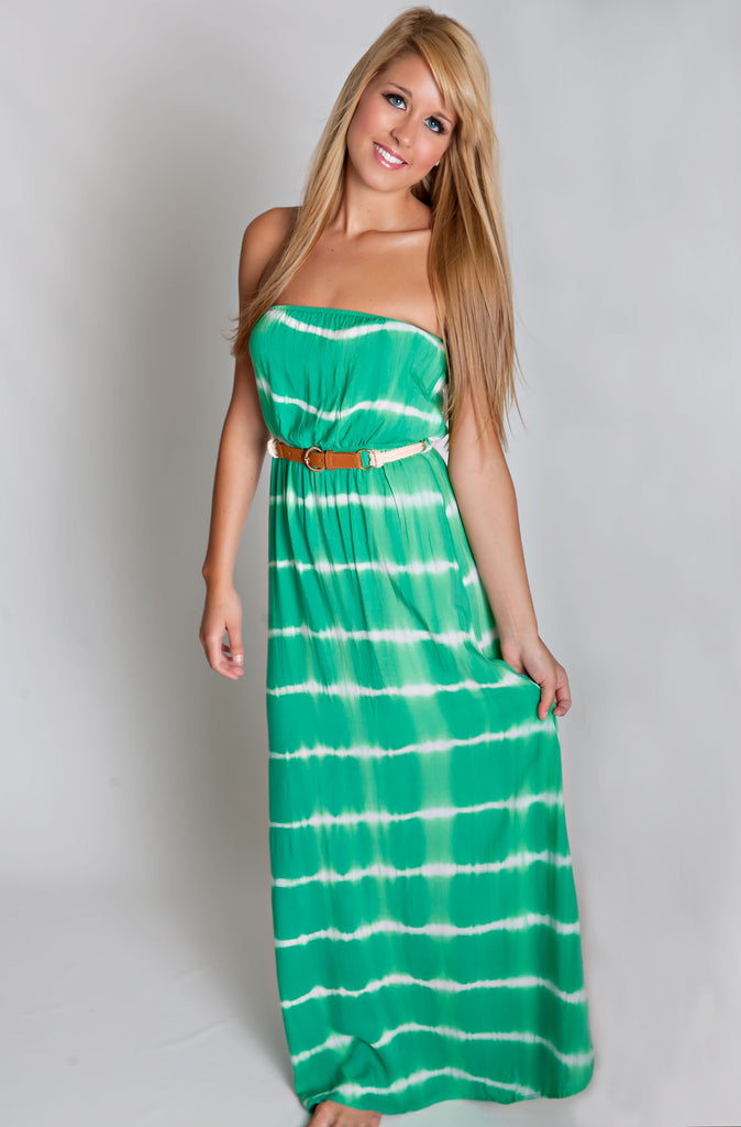 The Day Off Belted Maxi Dress In Green